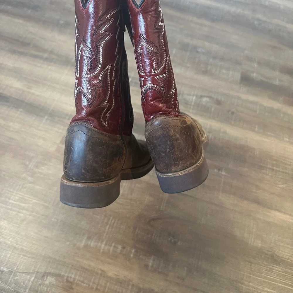 Smoky Mountain Boots Kids Brown Burgundy Leather Western Cowboy Boots 13.0 D